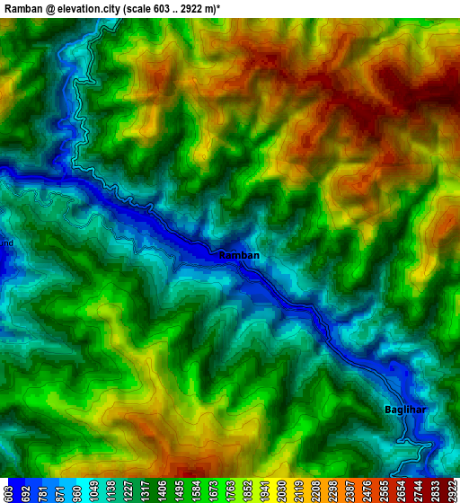 Zoom OUT 2x Rāmban, India elevation map