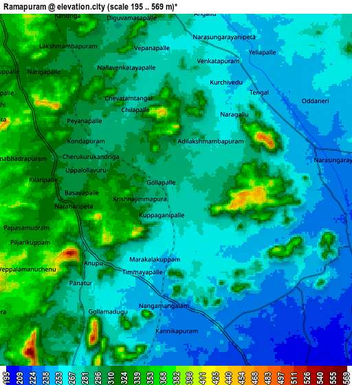 Zoom OUT 2x Rāmāpuram, India elevation map