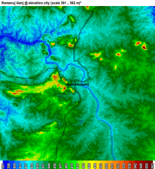 Zoom OUT 2x Rāmānuj Ganj, India elevation map