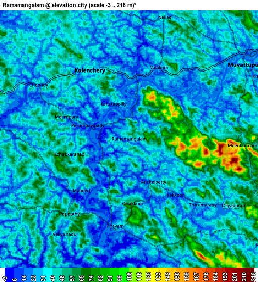 Zoom OUT 2x Rāmamangalam, India elevation map