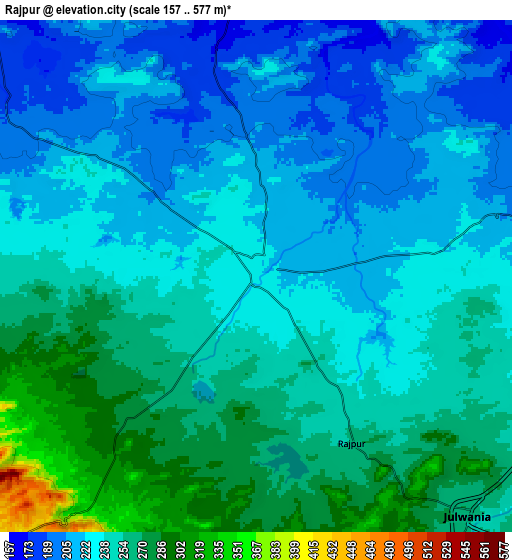 Zoom OUT 2x Rajpur, India elevation map