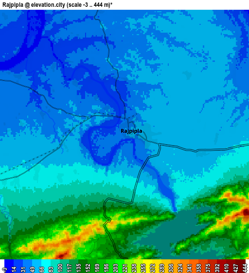 Zoom OUT 2x Rājpīpla, India elevation map