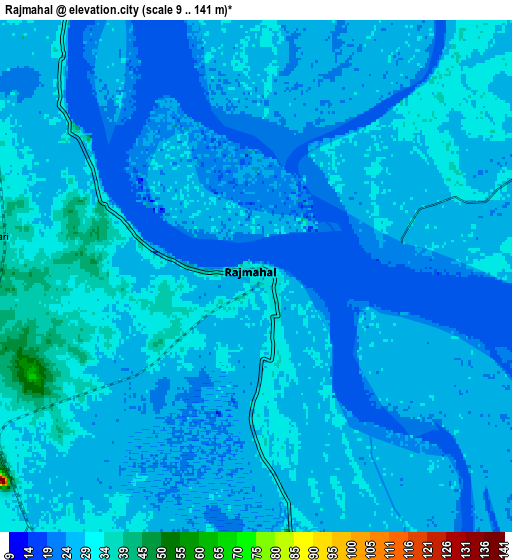 Zoom OUT 2x Rājmahal, India elevation map