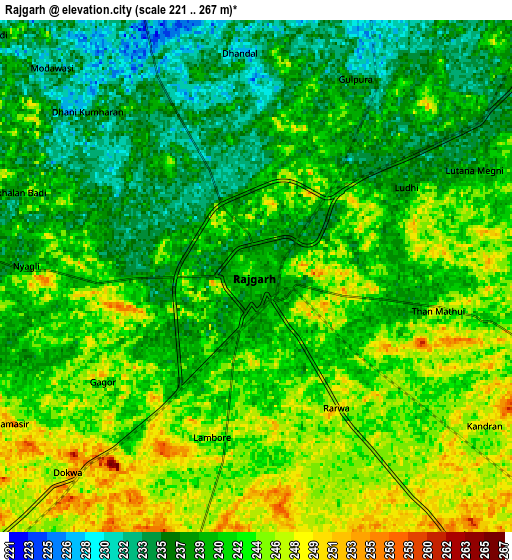 Zoom OUT 2x Rājgarh, India elevation map