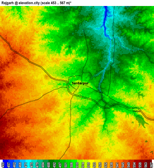 Zoom OUT 2x Rājgarh, India elevation map