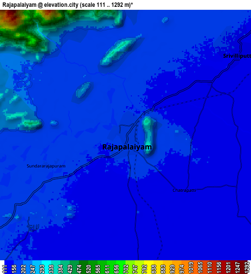 Zoom OUT 2x Rajapalaiyam, India elevation map