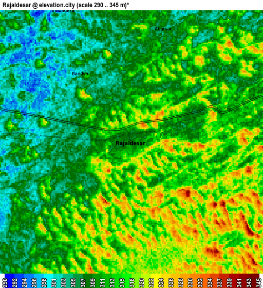 Zoom OUT 2x Rājaldesar, India elevation map