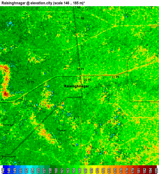 Zoom OUT 2x Rāisinghnagar, India elevation map