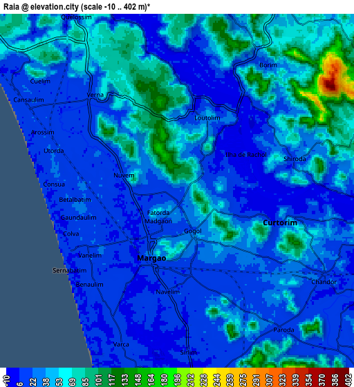 Zoom OUT 2x Raia, India elevation map