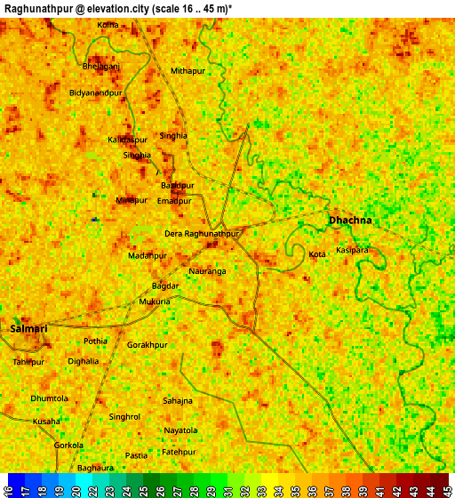 Zoom OUT 2x Raghunāthpur, India elevation map