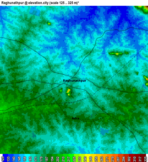 Zoom OUT 2x Raghunathpur, India elevation map