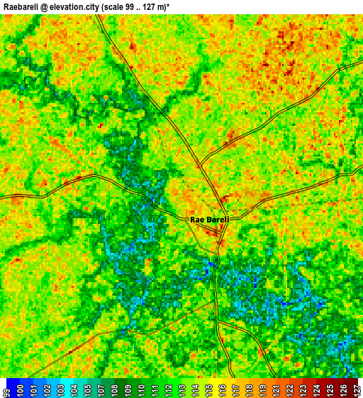 Zoom OUT 2x Raebareli, India elevation map