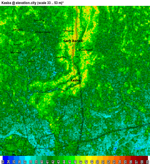 Zoom OUT 2x Kasba, India elevation map
