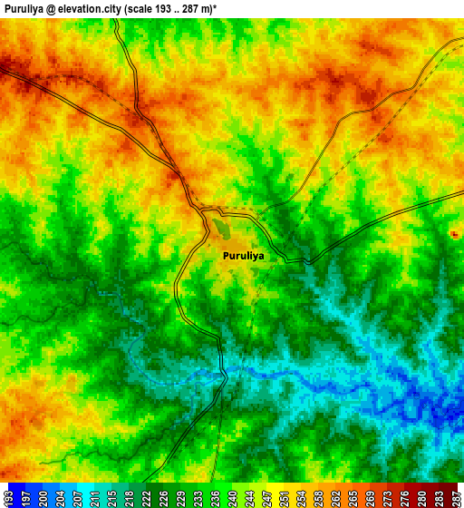 Zoom OUT 2x Puruliya, India elevation map