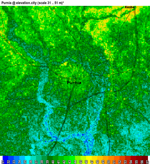 Zoom OUT 2x Purnia, India elevation map