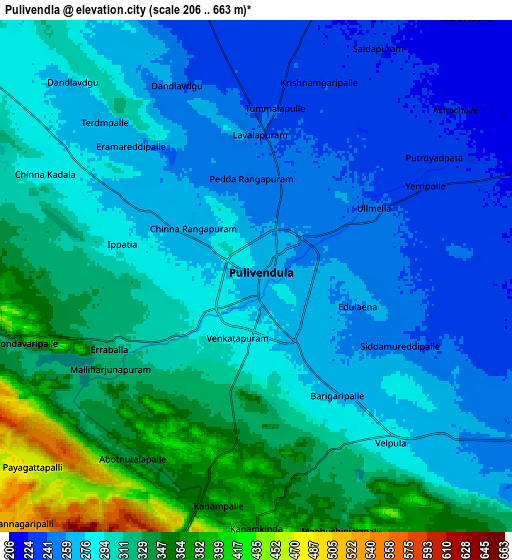 Zoom OUT 2x Pulivendla, India elevation map