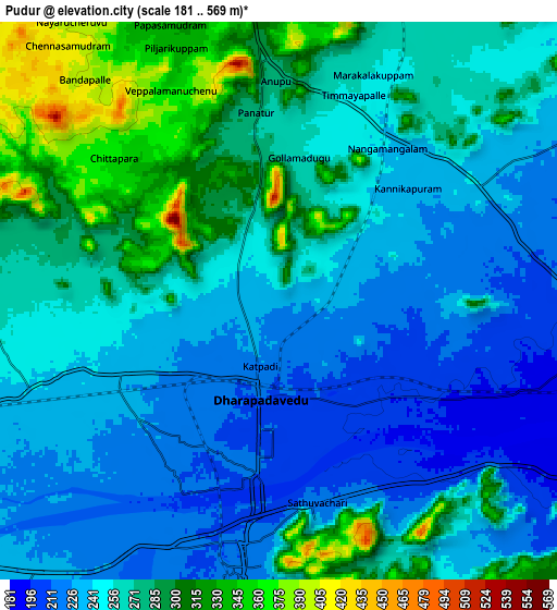 Zoom OUT 2x Pudūr, India elevation map