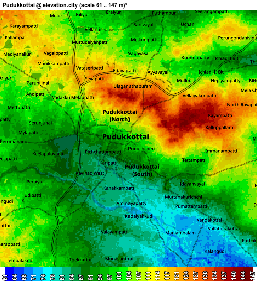Zoom OUT 2x Pudukkottai, India elevation map