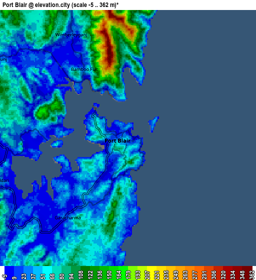 Zoom OUT 2x Port Blair, India elevation map