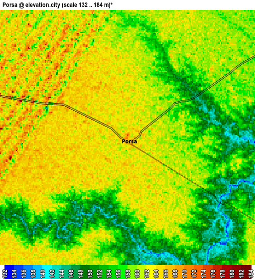Zoom OUT 2x Porsa, India elevation map