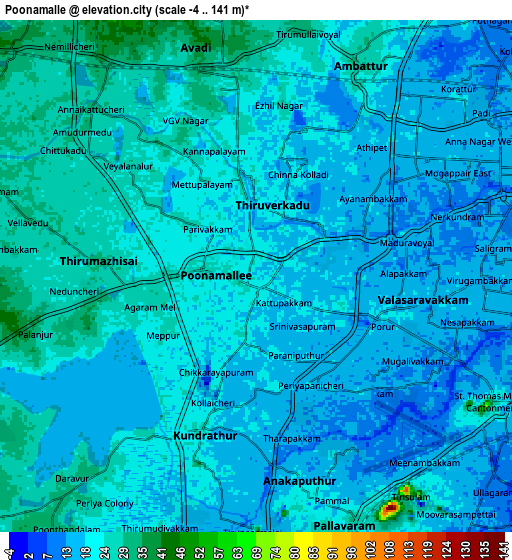 Zoom OUT 2x Poonamalle, India elevation map