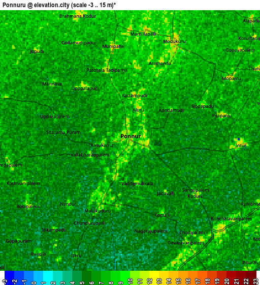 Zoom OUT 2x Ponnūru, India elevation map