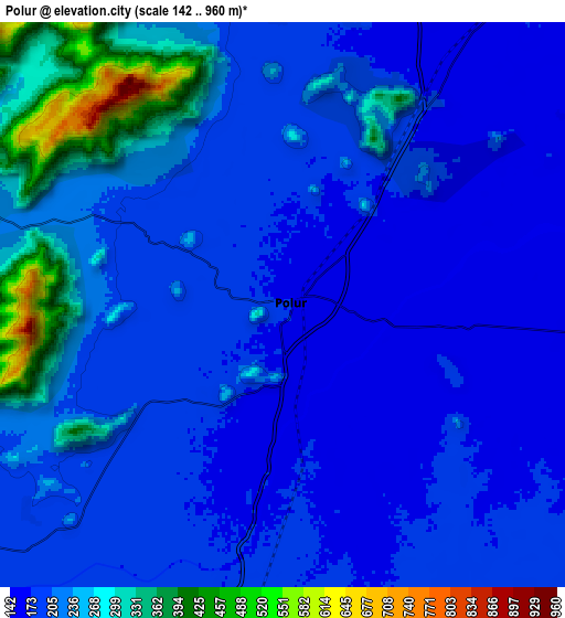 Zoom OUT 2x Polūr, India elevation map