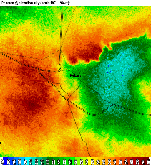 Zoom OUT 2x Pokaran, India elevation map