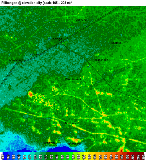 Zoom OUT 2x Pilibangan, India elevation map