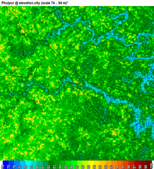 Zoom OUT 2x Phūlpur, India elevation map