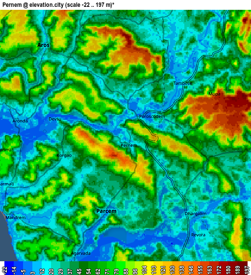 Zoom OUT 2x Pernem, India elevation map