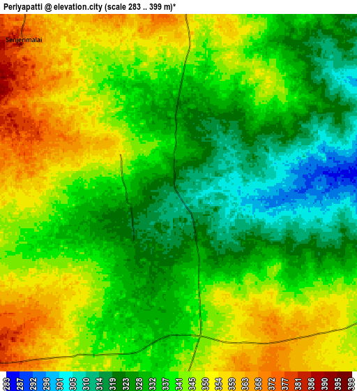 Zoom OUT 2x Periyapatti, India elevation map