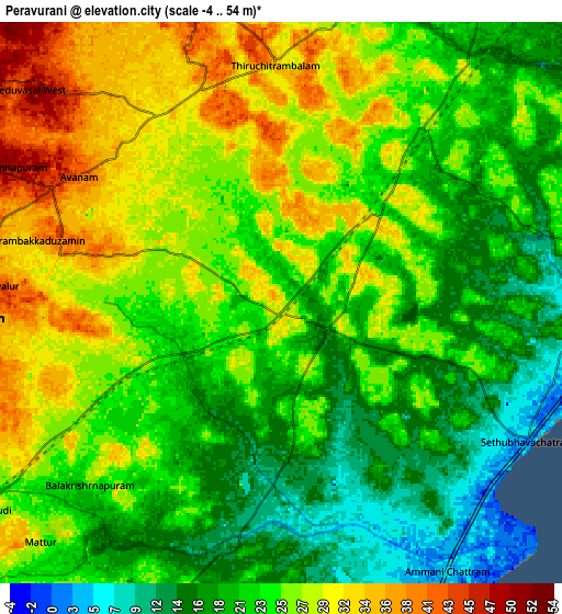 Zoom OUT 2x Peravurani, India elevation map