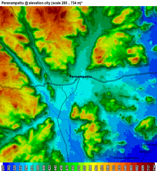 Zoom OUT 2x Peranāmpattu, India elevation map