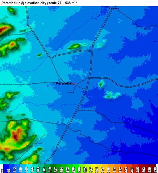 Zoom OUT 2x Perambalur, India elevation map
