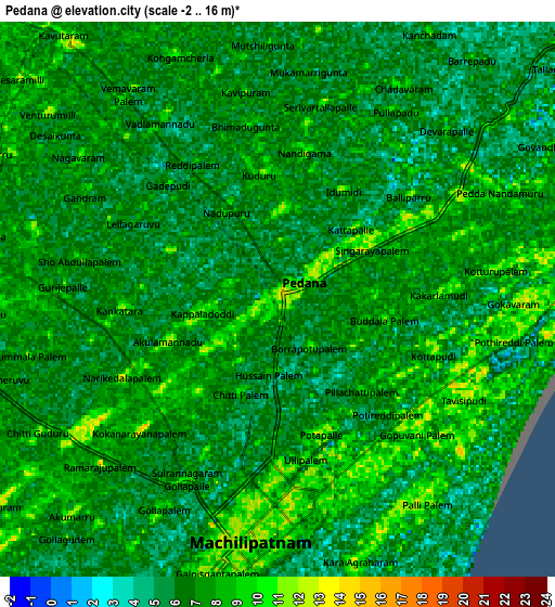 Zoom OUT 2x Pedana, India elevation map