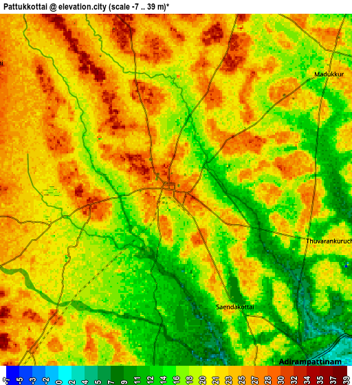 Zoom OUT 2x Pattukkottai, India elevation map
