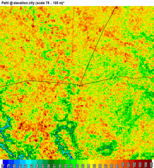 Zoom OUT 2x Patti, India elevation map