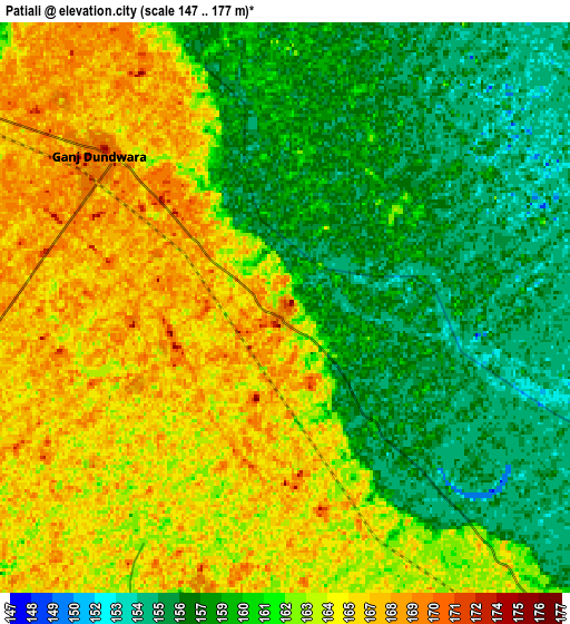 Zoom OUT 2x Patiāli, India elevation map