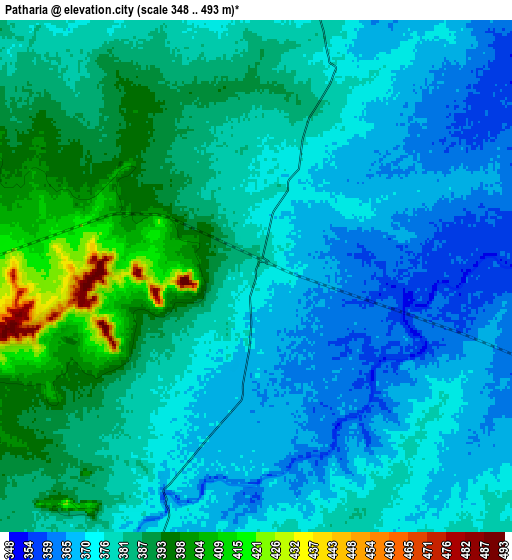 Zoom OUT 2x Patharia, India elevation map