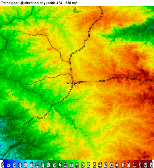 Zoom OUT 2x Pathalgaon, India elevation map