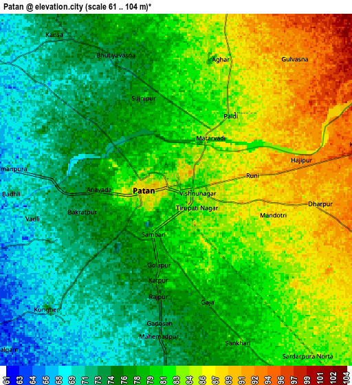 Zoom OUT 2x Pātan, India elevation map