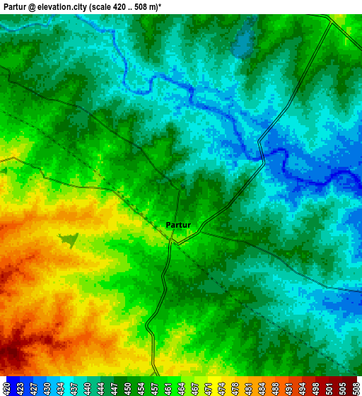 Zoom OUT 2x Partūr, India elevation map