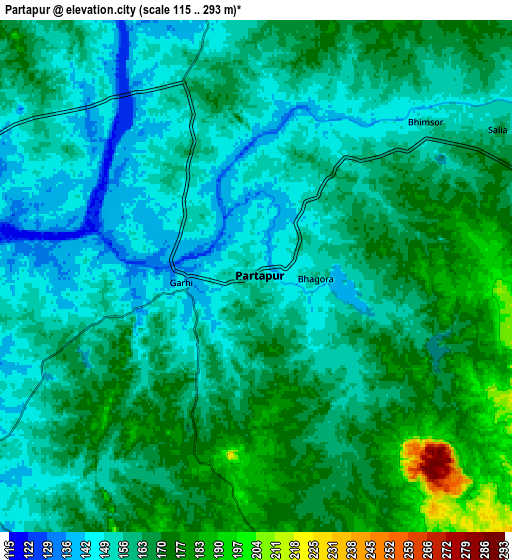 Zoom OUT 2x Partāpur, India elevation map