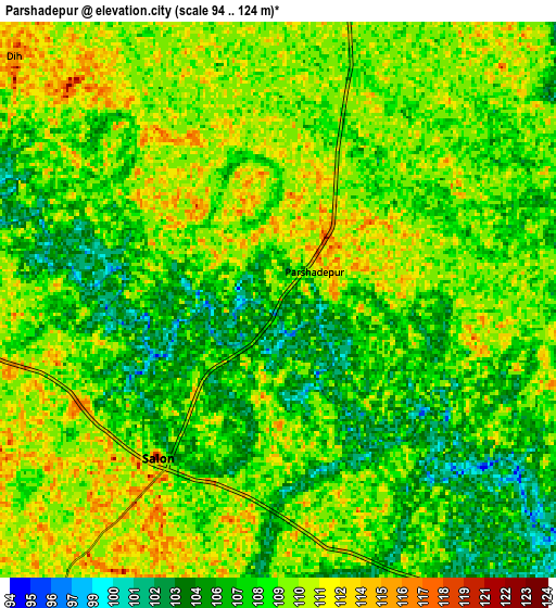 Zoom OUT 2x Parshādepur, India elevation map