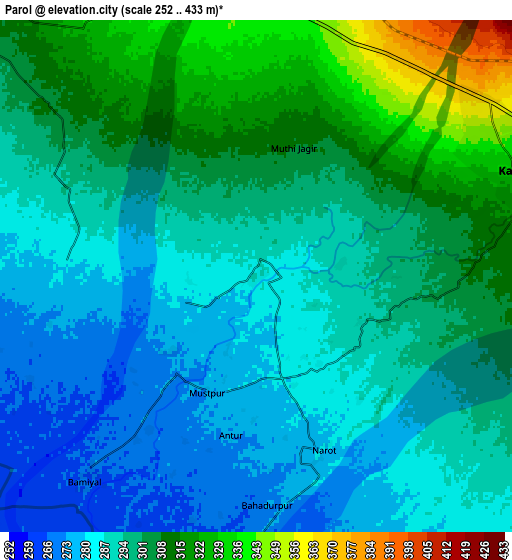 Zoom OUT 2x Parol, India elevation map