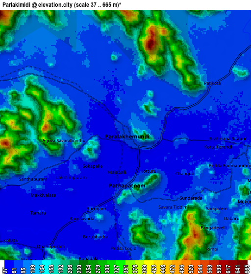 Zoom OUT 2x Parlākimidi, India elevation map