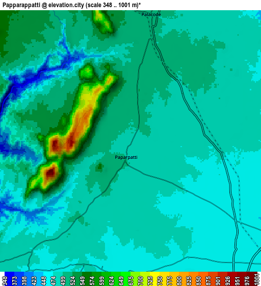 Zoom OUT 2x Pāppārappatti, India elevation map