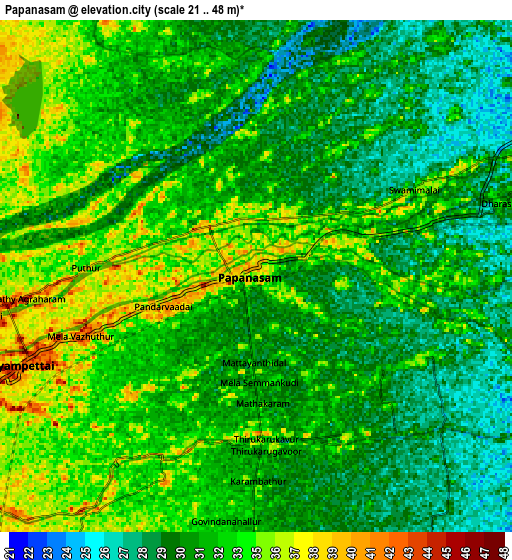 Zoom OUT 2x Papanasam, India elevation map