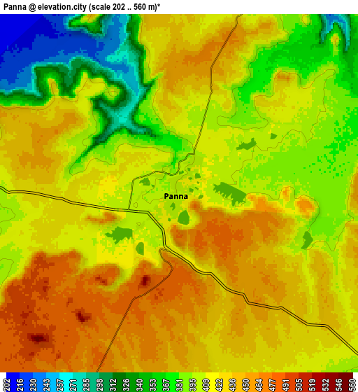 Zoom OUT 2x Panna, India elevation map